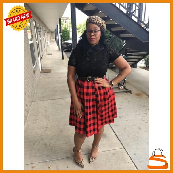 Vintage Pleated A-Line Midi Skirt with Pockets - High Waist Zipper - Picture 6 of 8